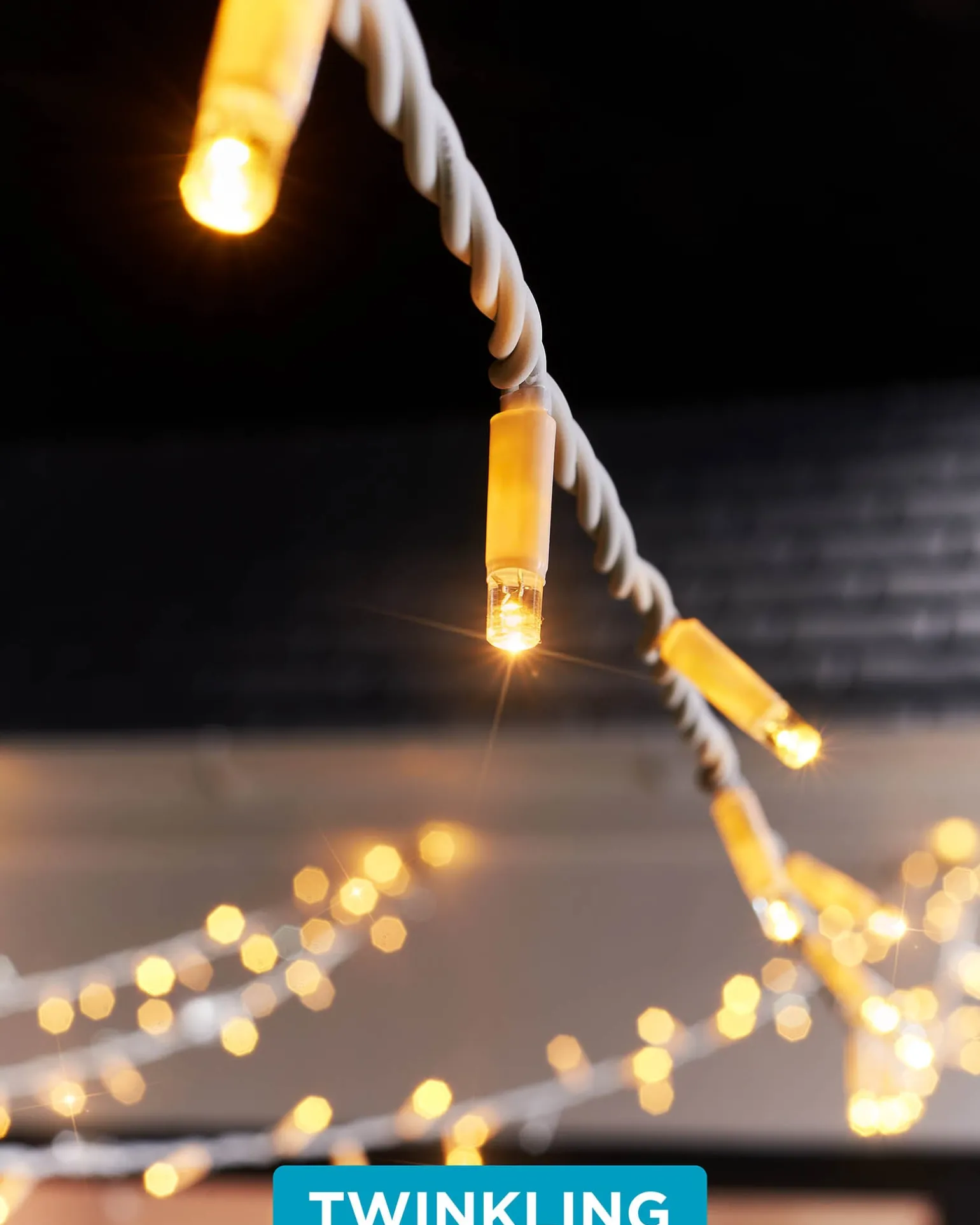LINK PRO Twinkle LED String Lights, White Cable, Warm White