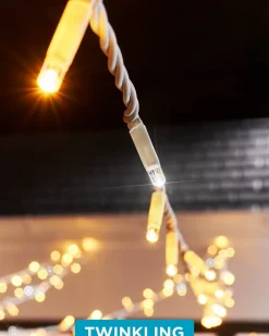 LINK PRO Twinkle LED String Lights, White Cable, Warm White / White