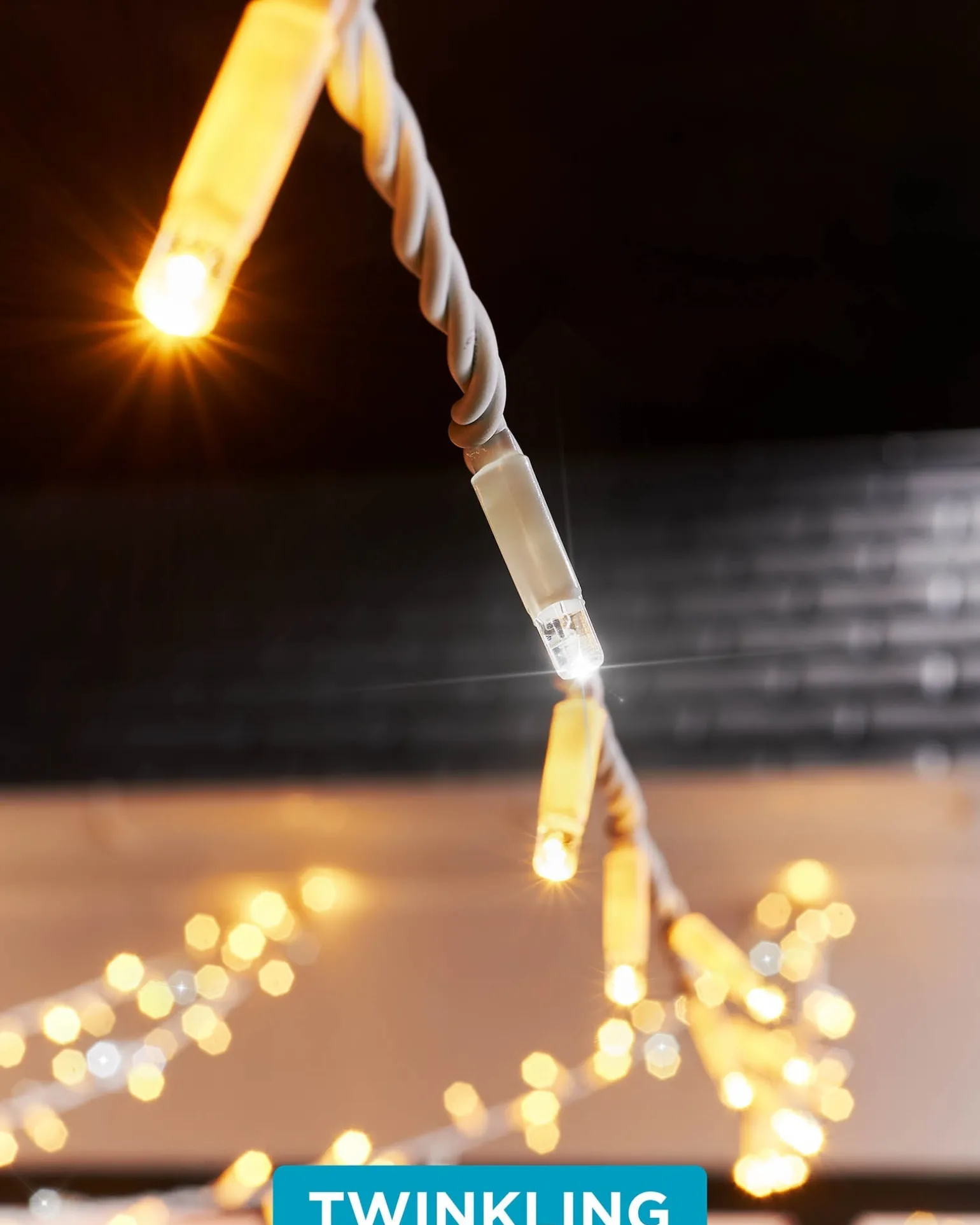 LINK PRO Twinkle LED String Lights, White Cable, Warm White / White