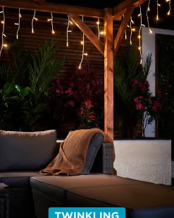 LINK PRO Twinkling LED Icicle Lights, Warm White