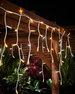 LINK PRO Twinkling LED Icicle Lights, Warm White / White
