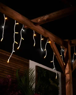 LINK PRO Twinkling LED Icicle Lights, Warm White / White