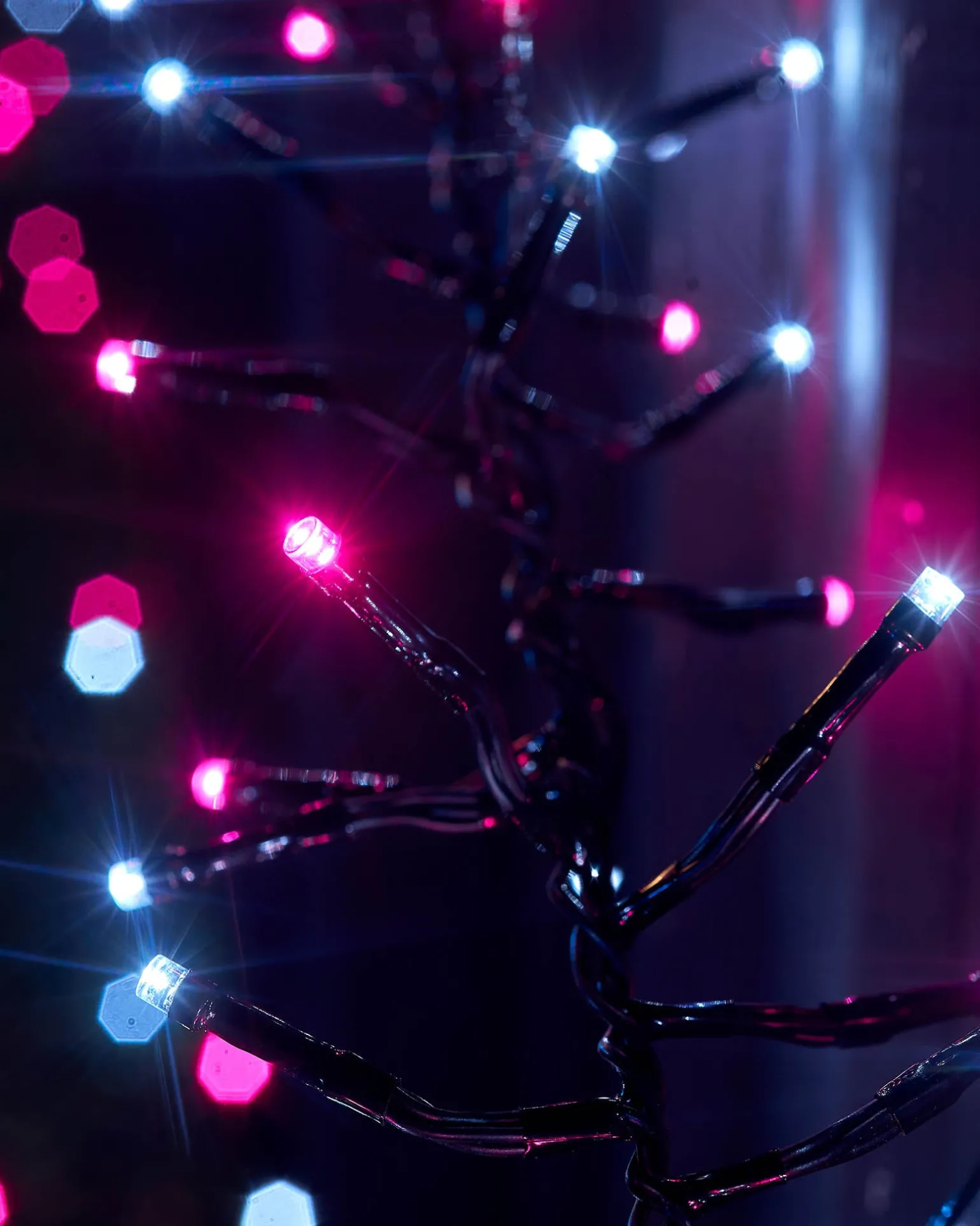 LINK UP LED Cluster Lights, Black Cable, Pink / White