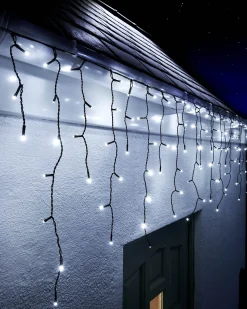 LINK UP LED Icicle Lights, Black Cable, White