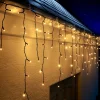 LINK UP LED Icicle Lights, Black Cable, Warm White
