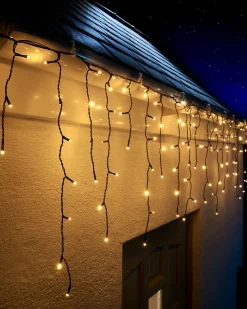 LINK UP LED Icicle Lights, Black Cable, Warm White
