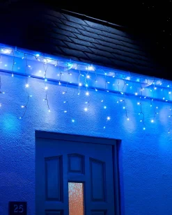LINK UP LED Icicle Lights, White Cable, Blue / White