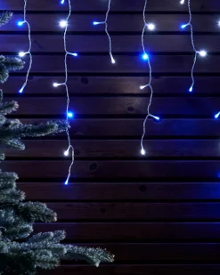 LINK UP LED Icicle Lights, White Cable, Blue / White
