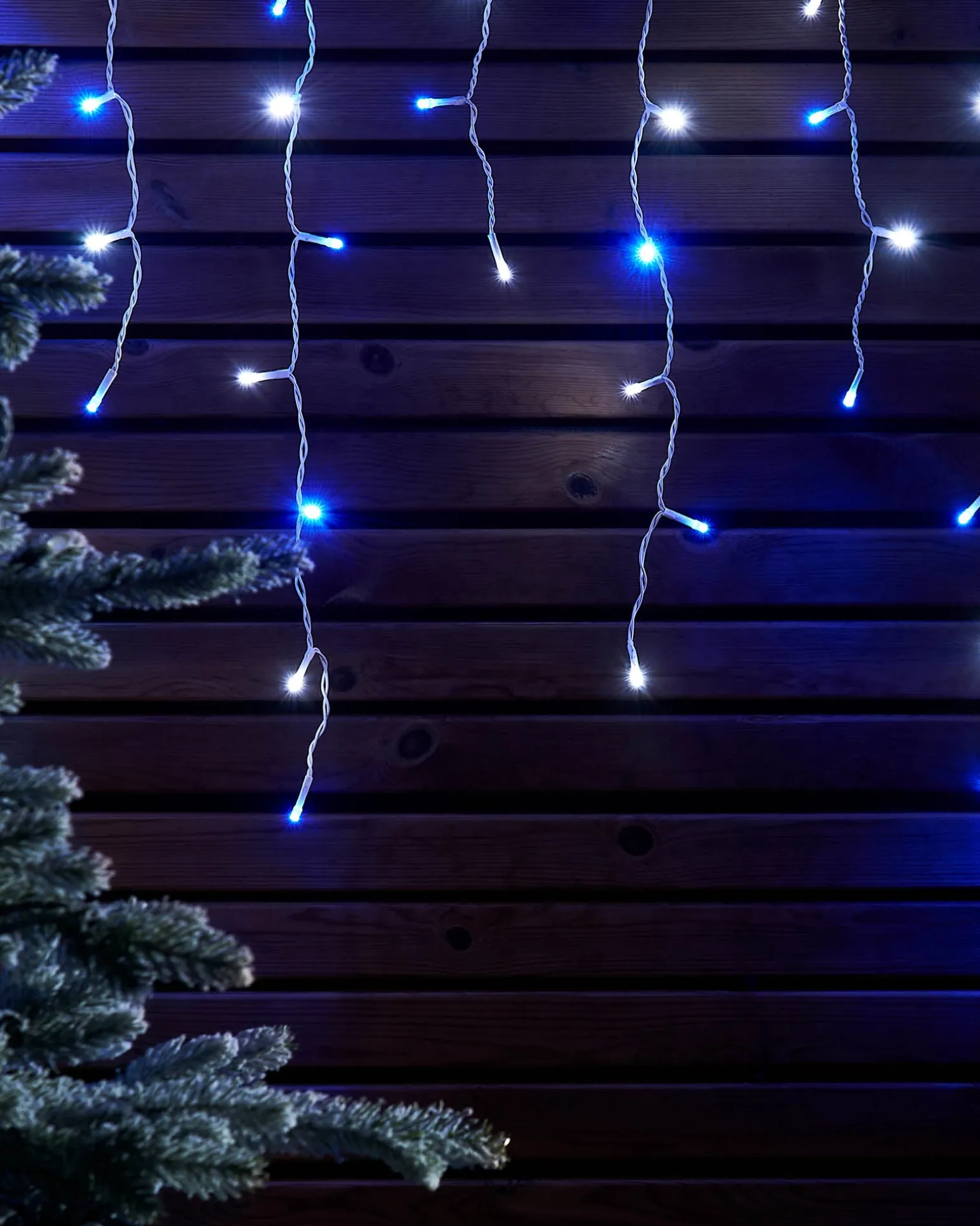 LINK UP LED Icicle Lights, White Cable, Blue / White