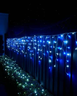 LINK UP LED Icicle Lights, White Cable, Blue / White