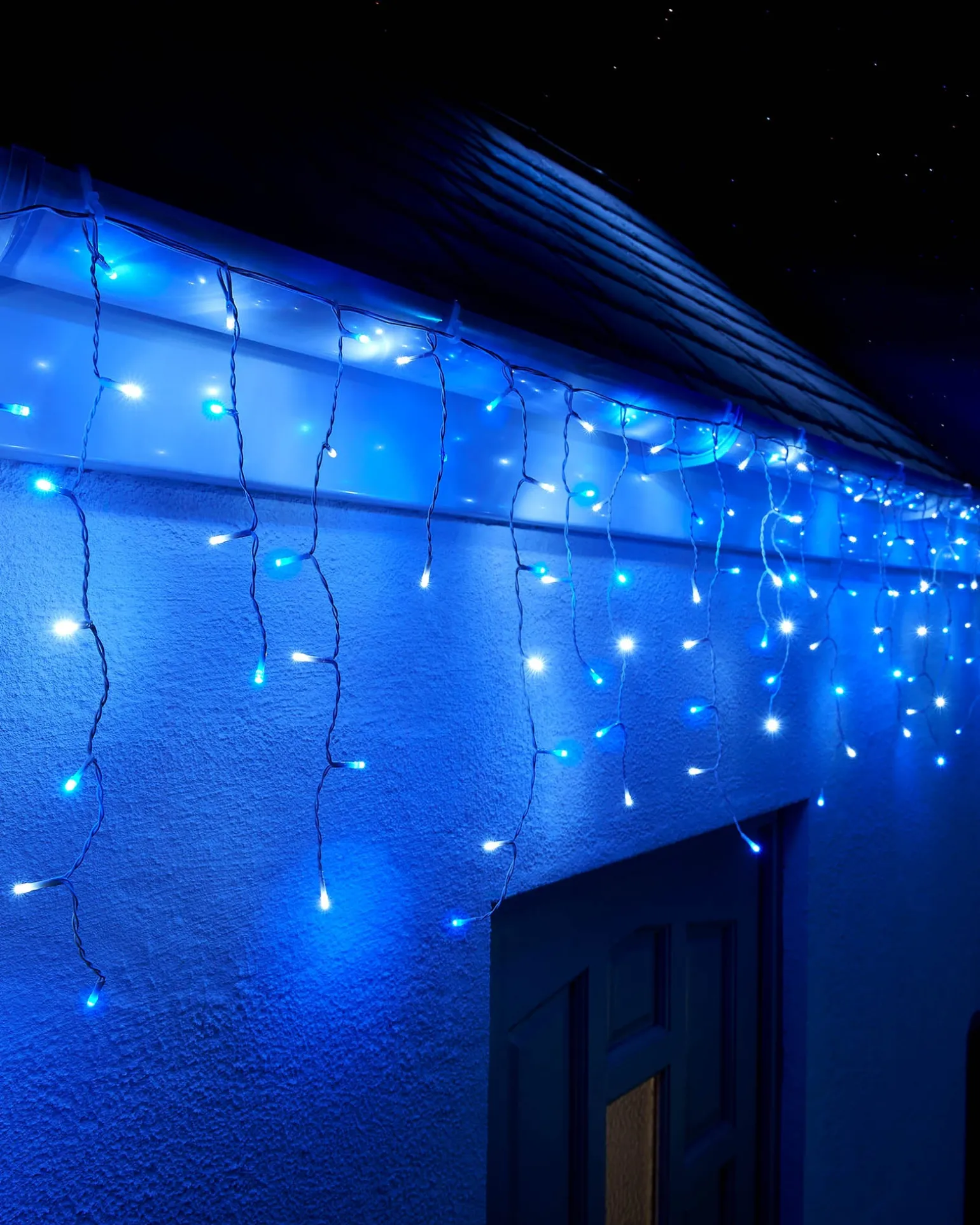LINK UP LED Icicle Lights, White Cable, Blue / White