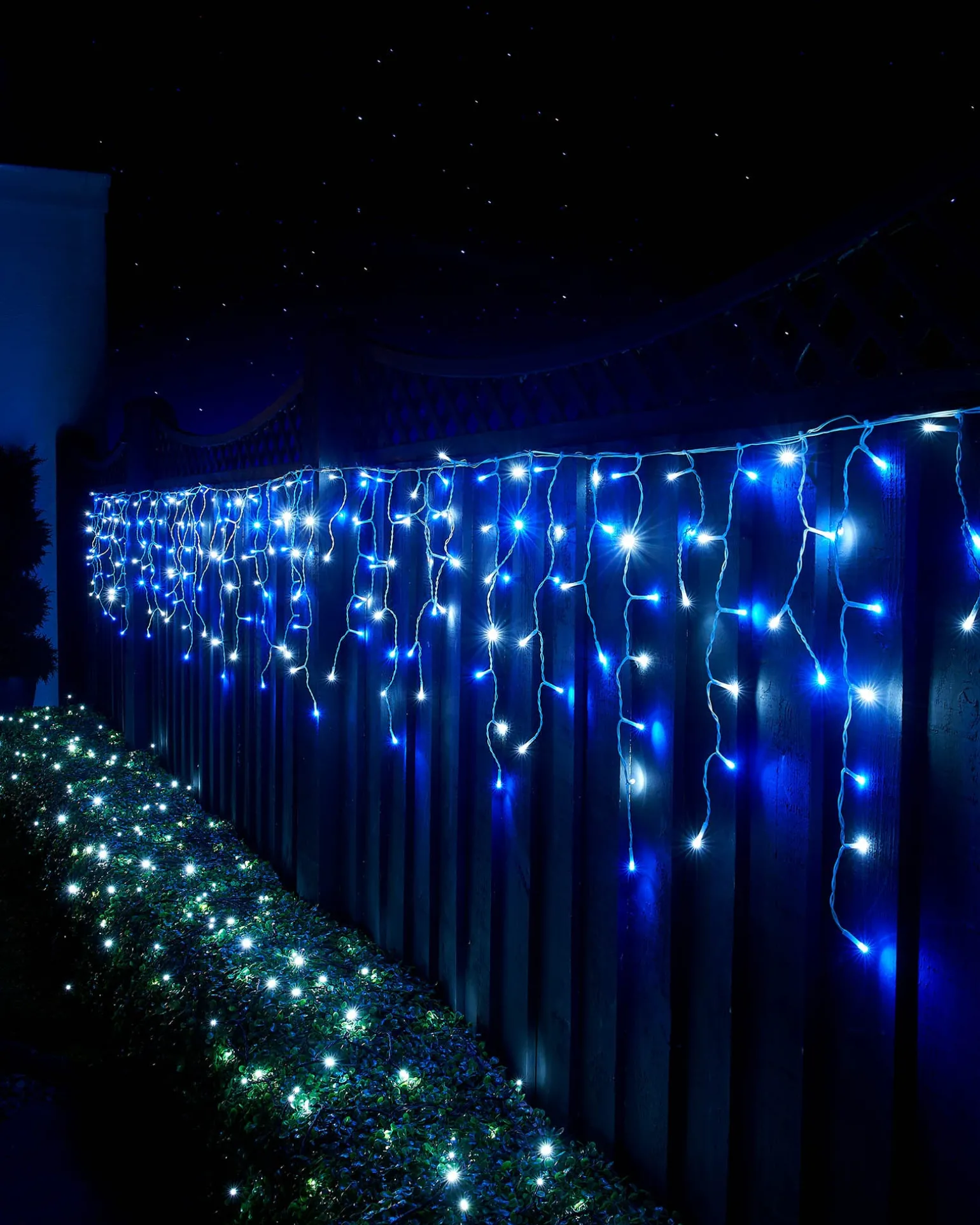 LINK UP LED Icicle Lights, White Cable, Blue / White