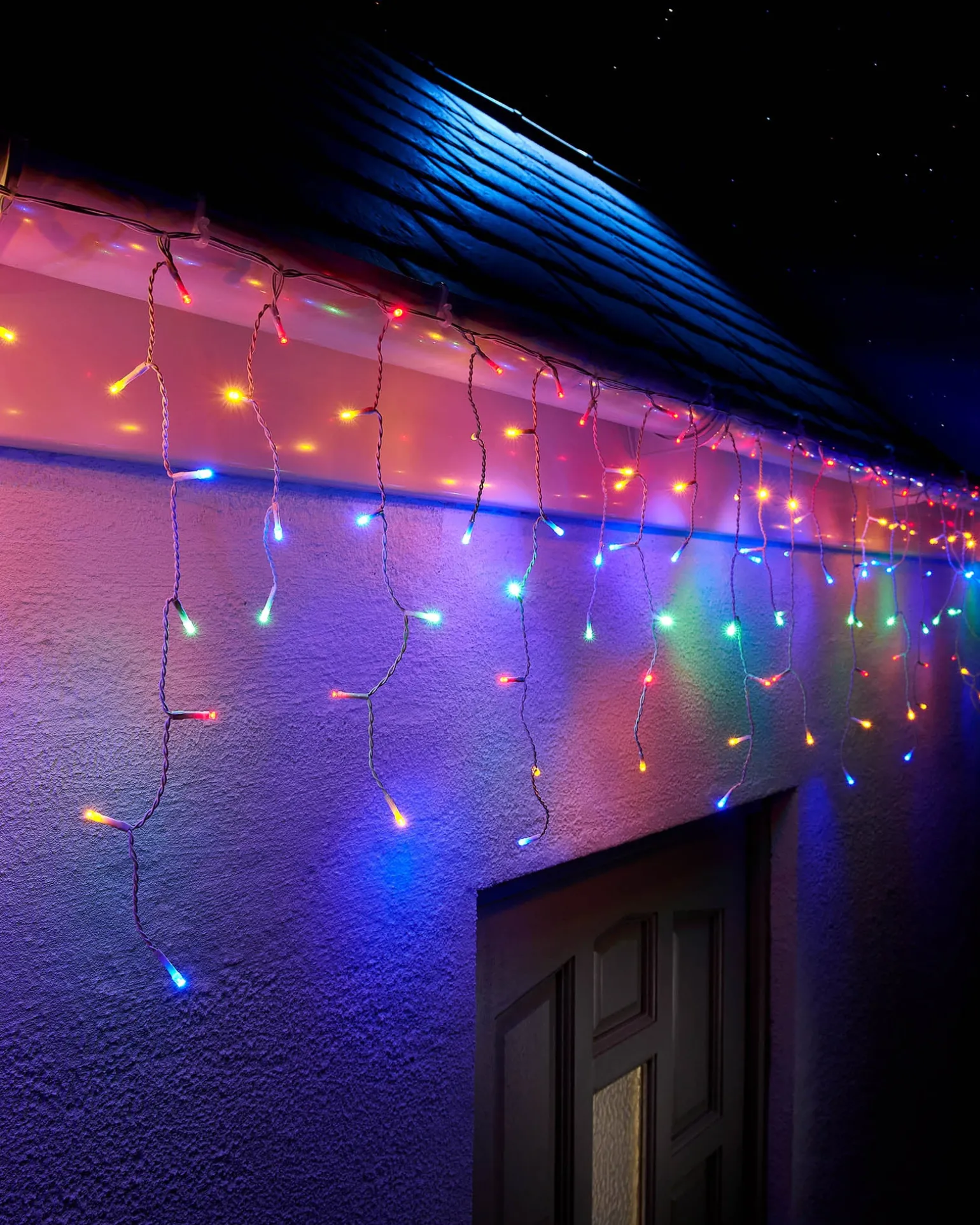 LINK UP LED Icicle Lights, White Cable, Multi Colour