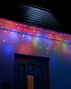 LINK UP LED Icicle Lights, White Cable, Multi Colour