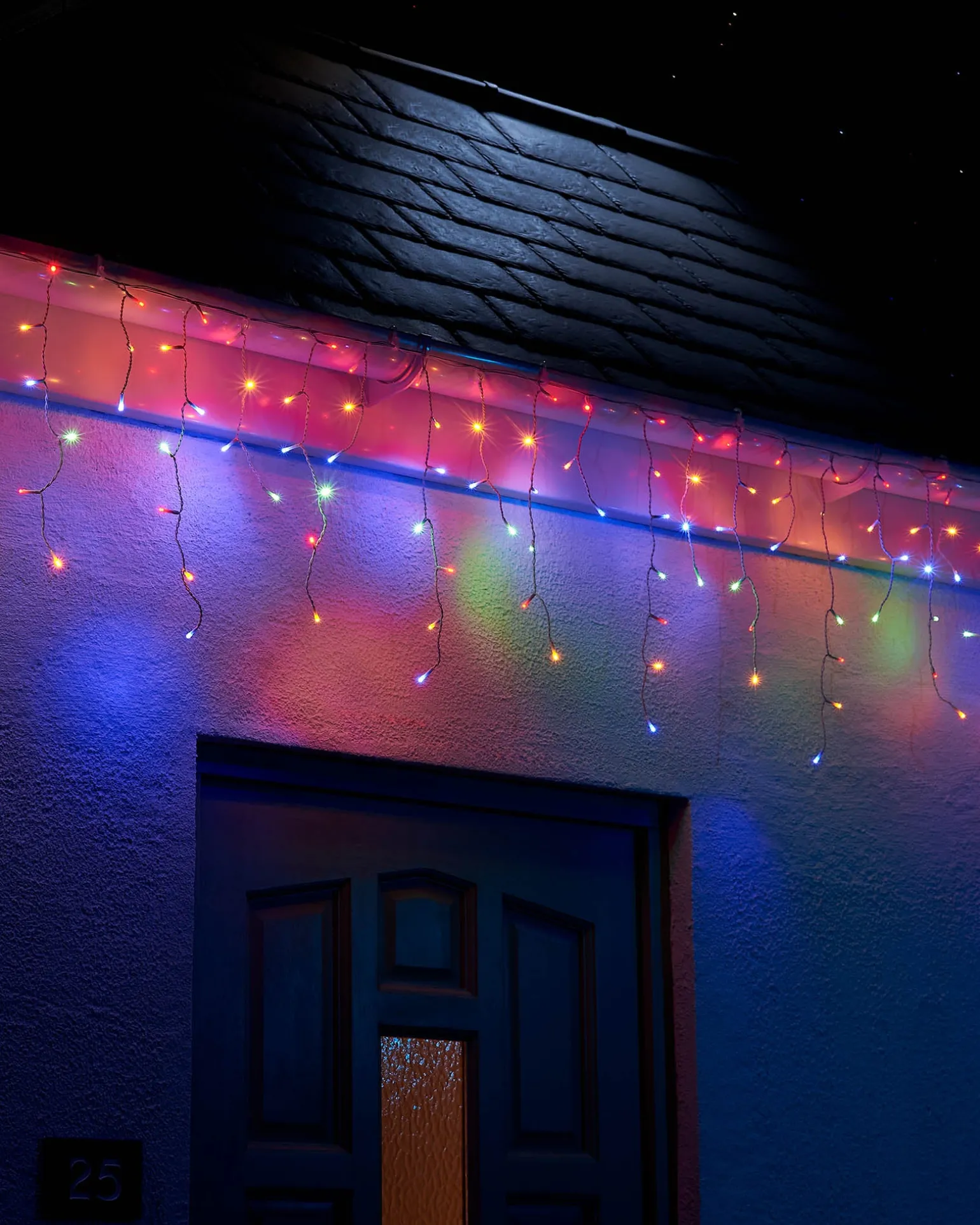 LINK UP LED Icicle Lights, White Cable, Multi Colour
