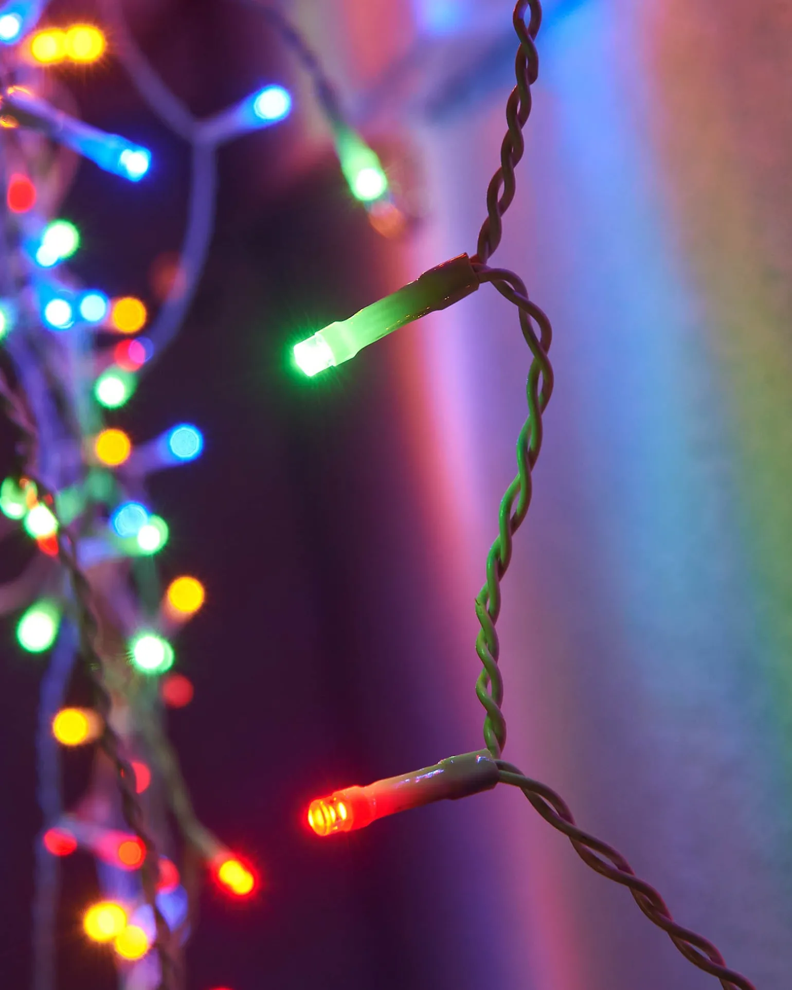 LINK UP LED Icicle Lights, White Cable, Multi Colour
