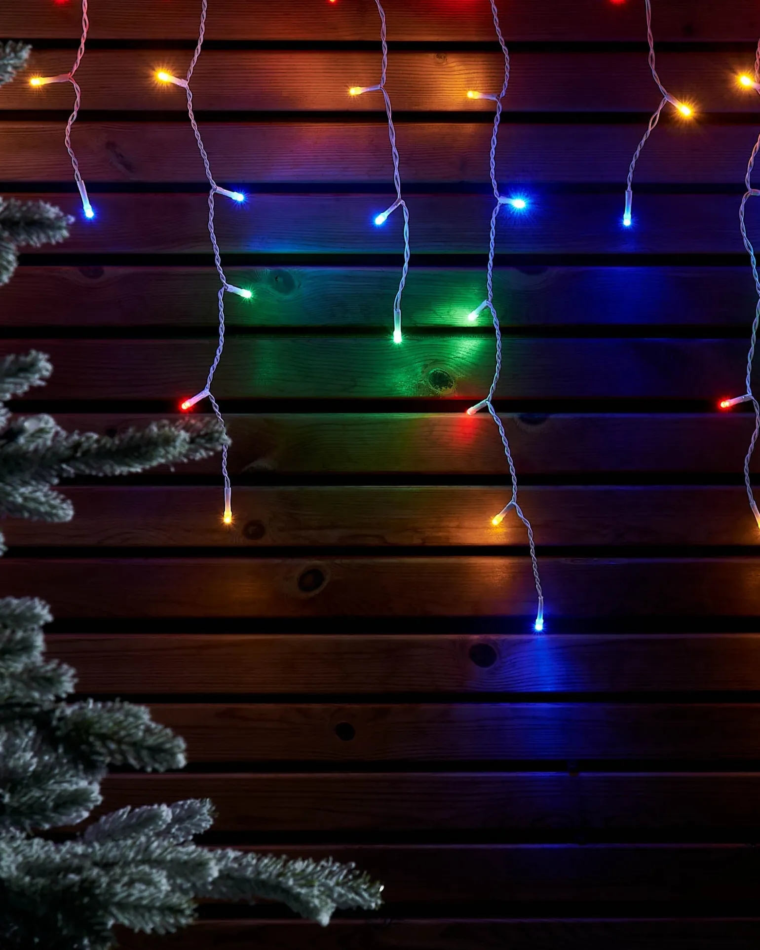 LINK UP LED Icicle Lights, White Cable, Multi Colour