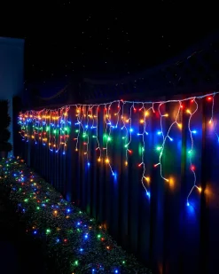 LINK UP LED Icicle Lights, White Cable, Multi Colour