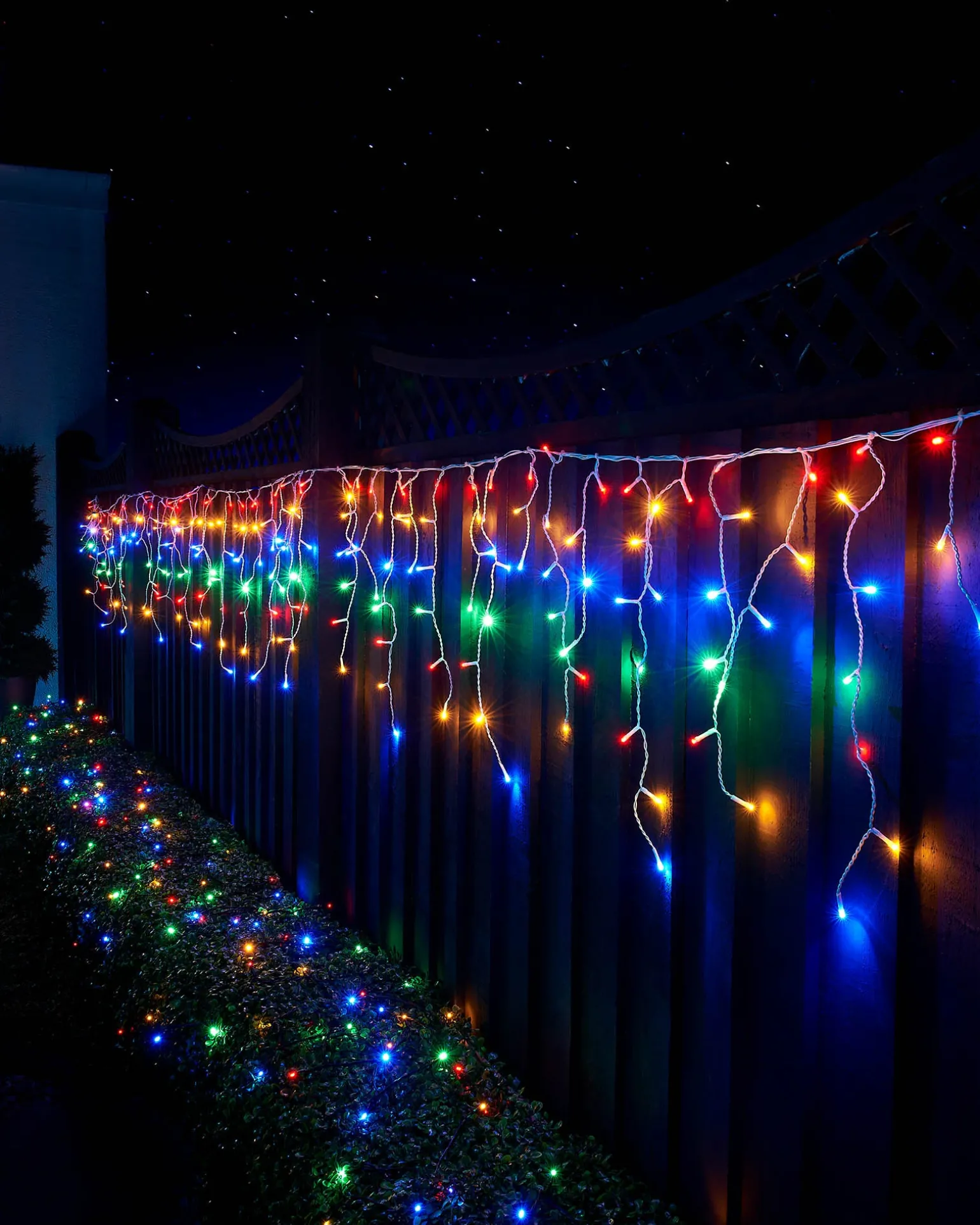 LINK UP LED Icicle Lights, White Cable, Multi Colour