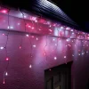 LINK UP LED Icicle Lights, White Cable, Pink / White