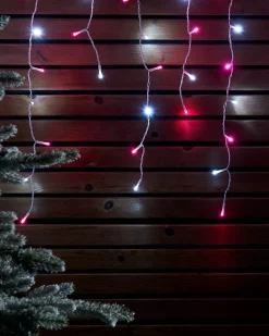 LINK UP LED Icicle Lights, White Cable, Pink / White