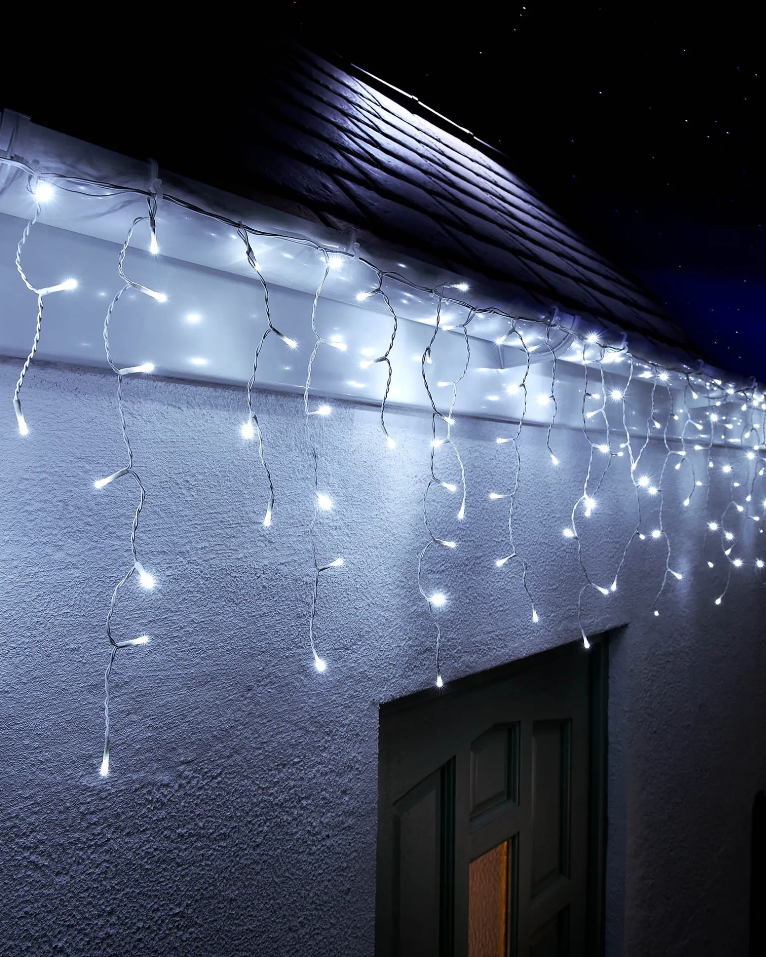 LINK UP LED Icicle Lights, White Cable, White
