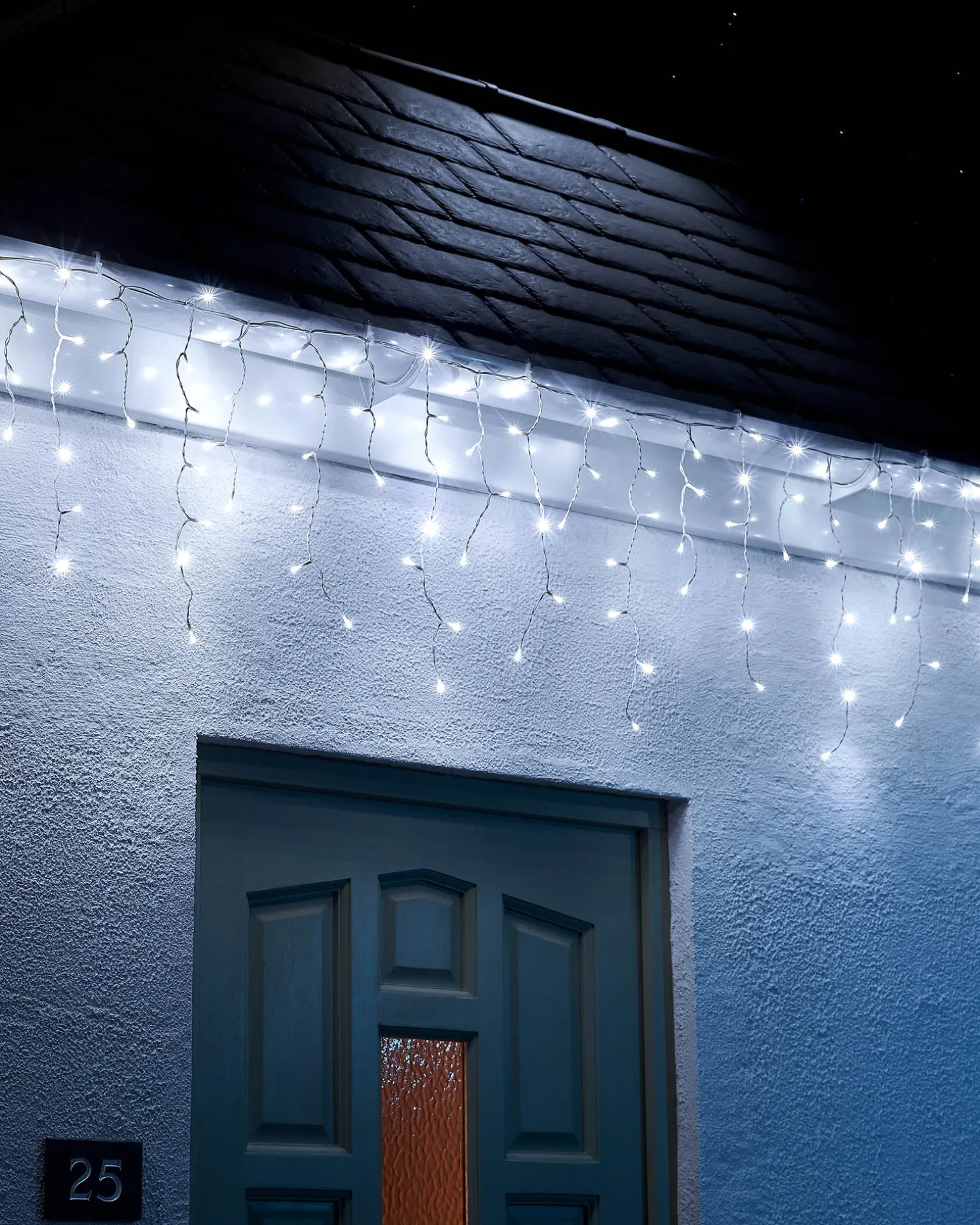 LINK UP LED Icicle Lights, White Cable, White