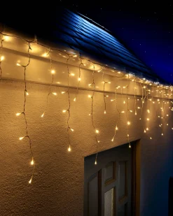 LINK UP LED Icicle Lights, White Cable, Warm White