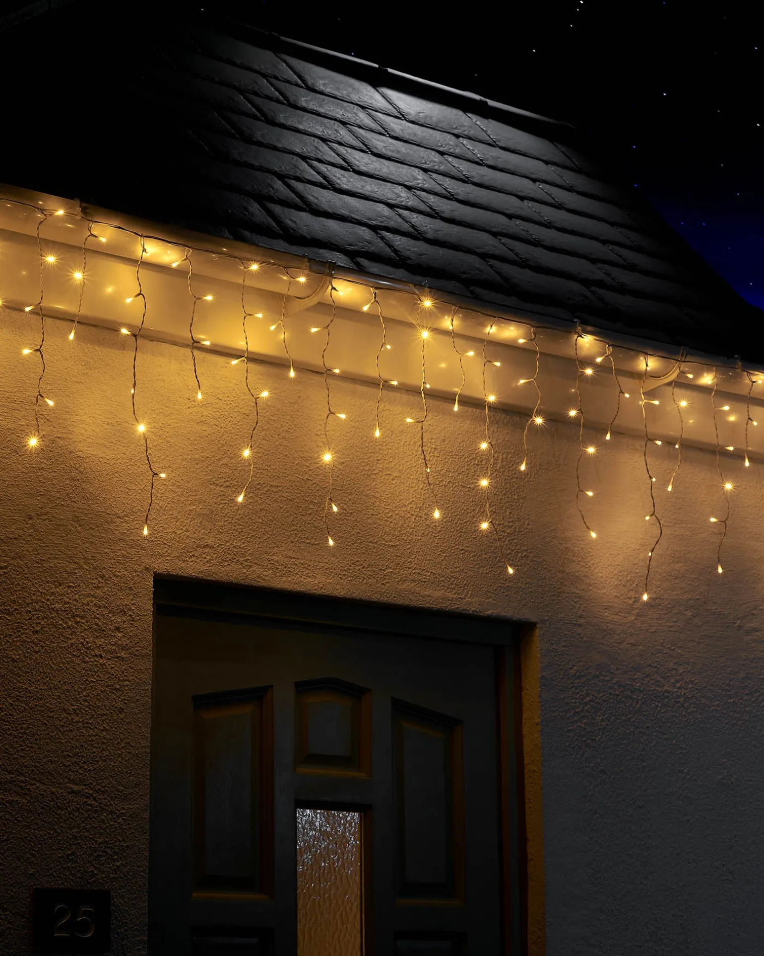 LINK UP LED Icicle Lights, White Cable, Warm White