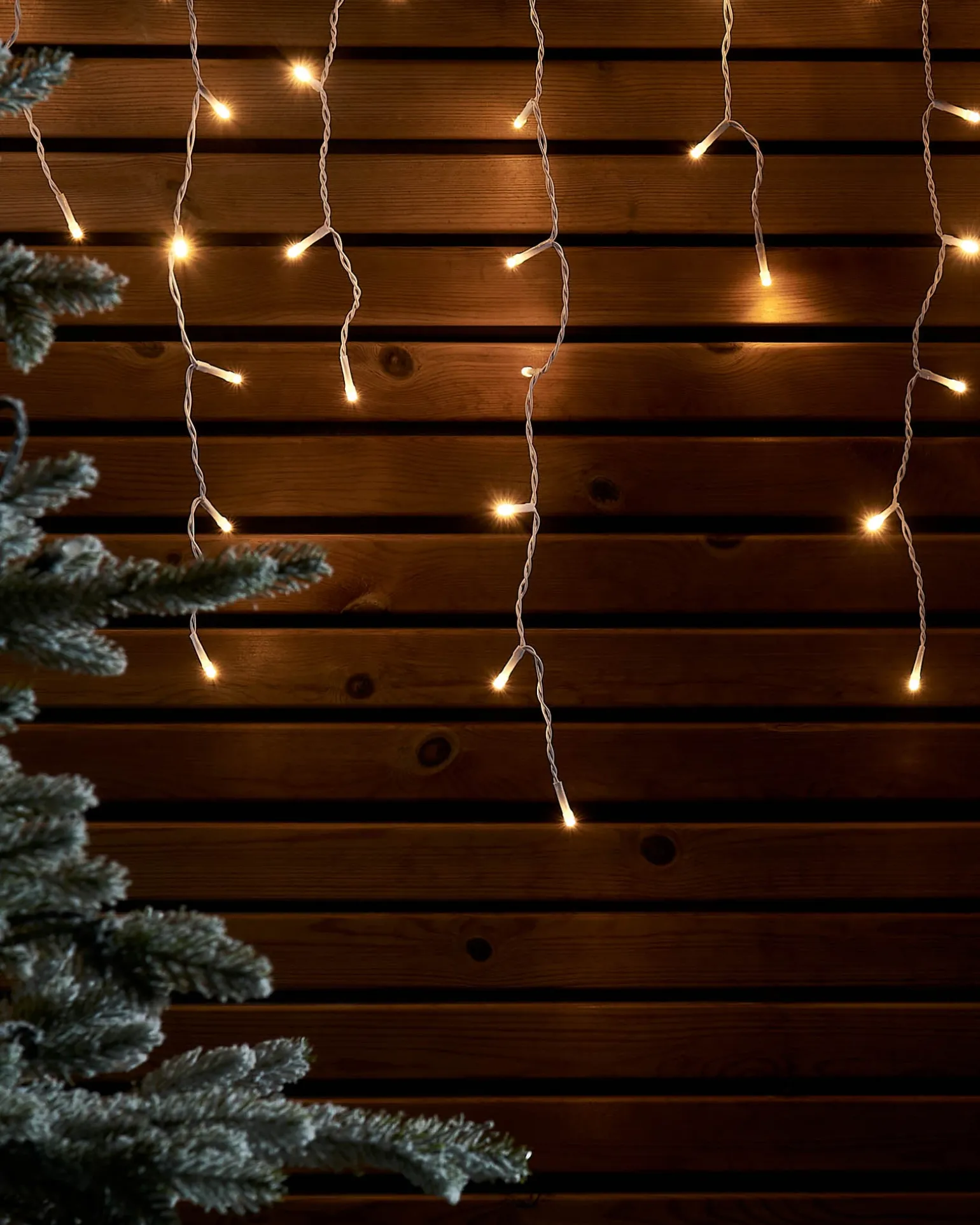 LINK UP LED Icicle Lights, White Cable, Warm White