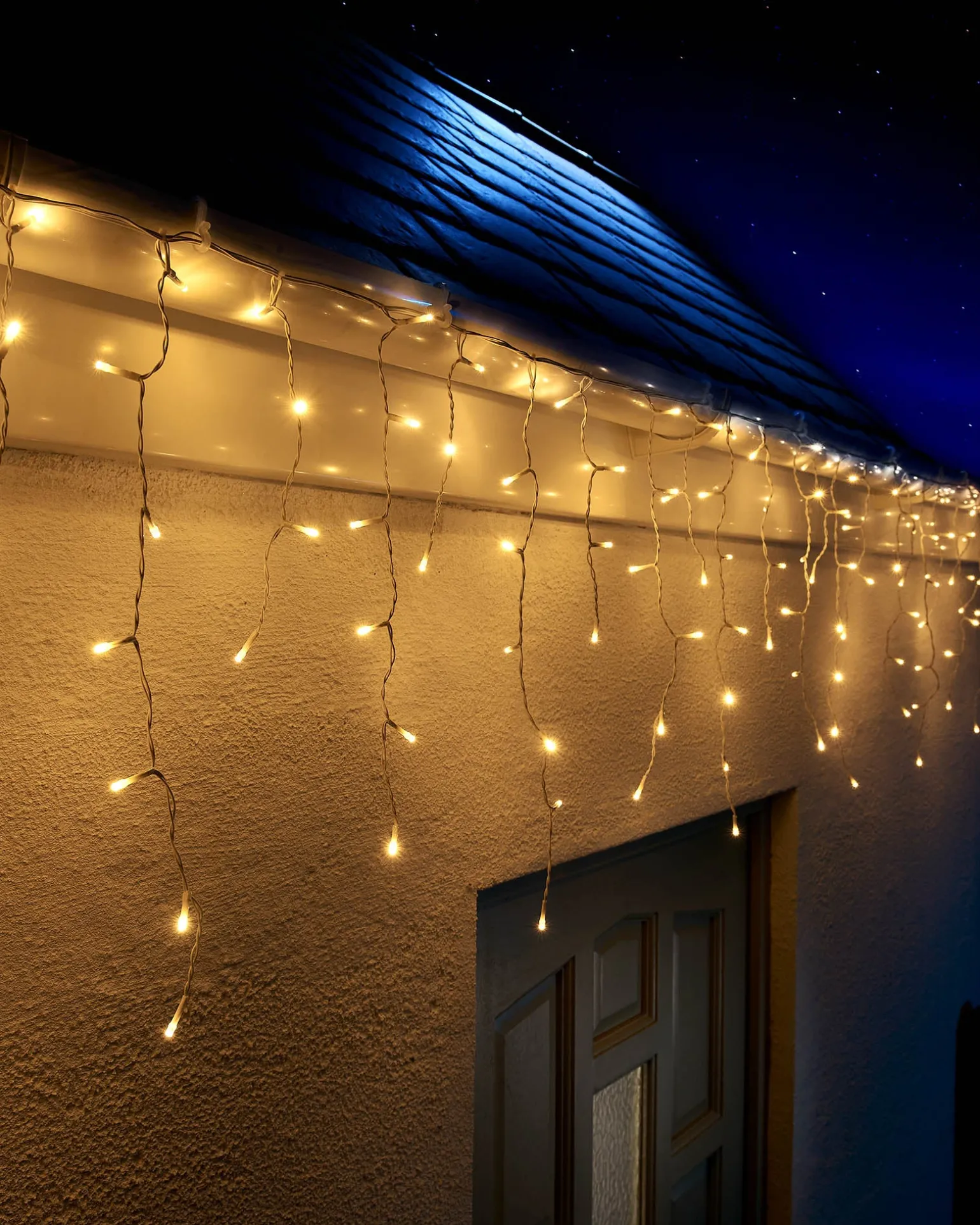 LINK UP LED Icicle Lights, White Cable, Warm White