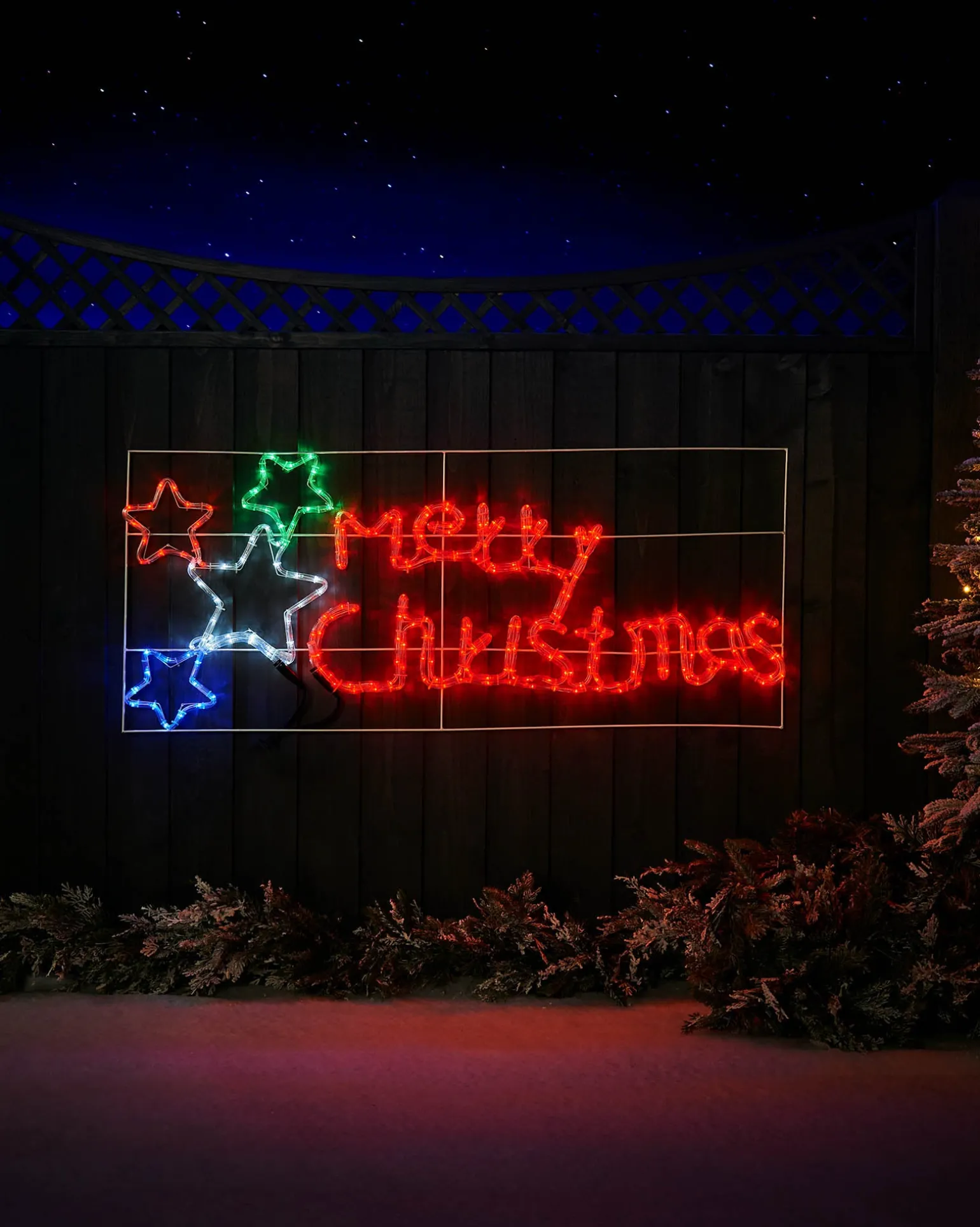 Merry Christmas Rope Light Silhouette, 125 Cm