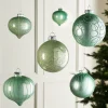 Mint Green Glass Baubles, 6 Pack, 10 Cm