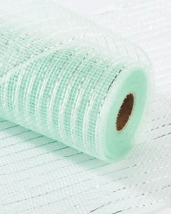 Mint Green Mesh With Silver Foil, 9 M