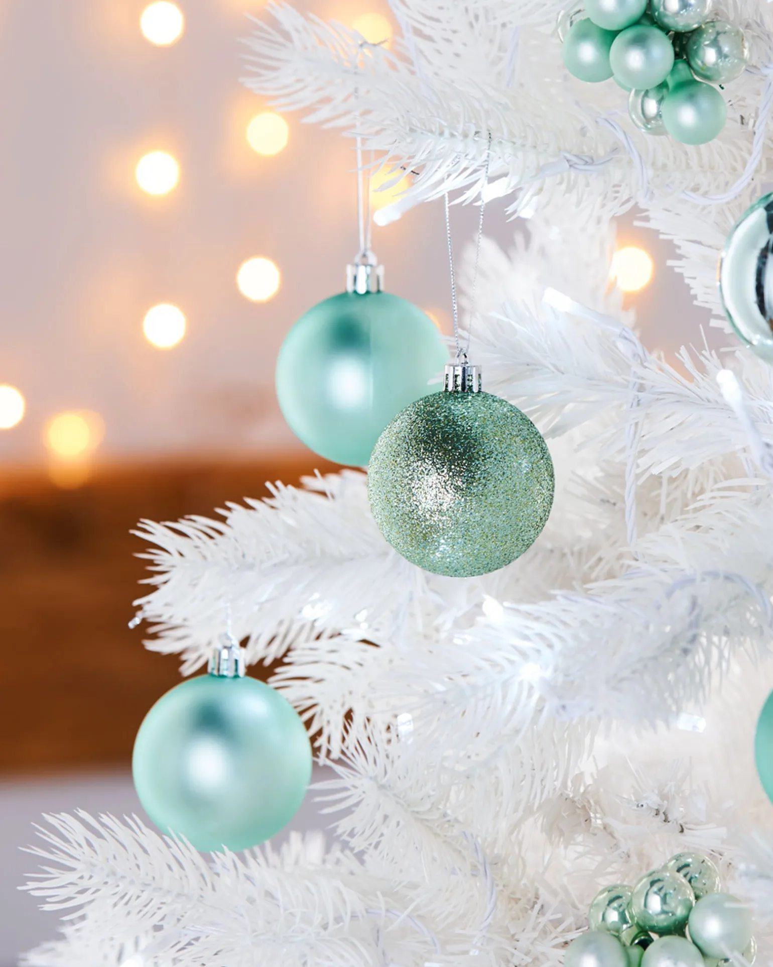 Mint Green Shatterproof Baubles, 42 Pack, 6 Cm