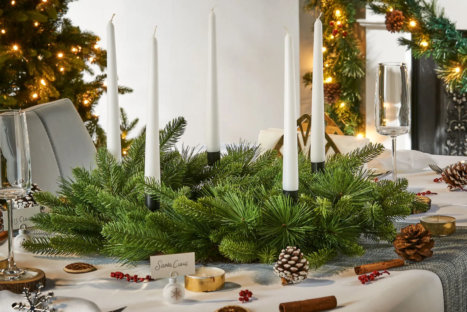 Mixed Pine Candle Holder Wreath, 60 Cm