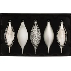 Moonbeam Glass Baubles, 5 Pack, 15 Cm