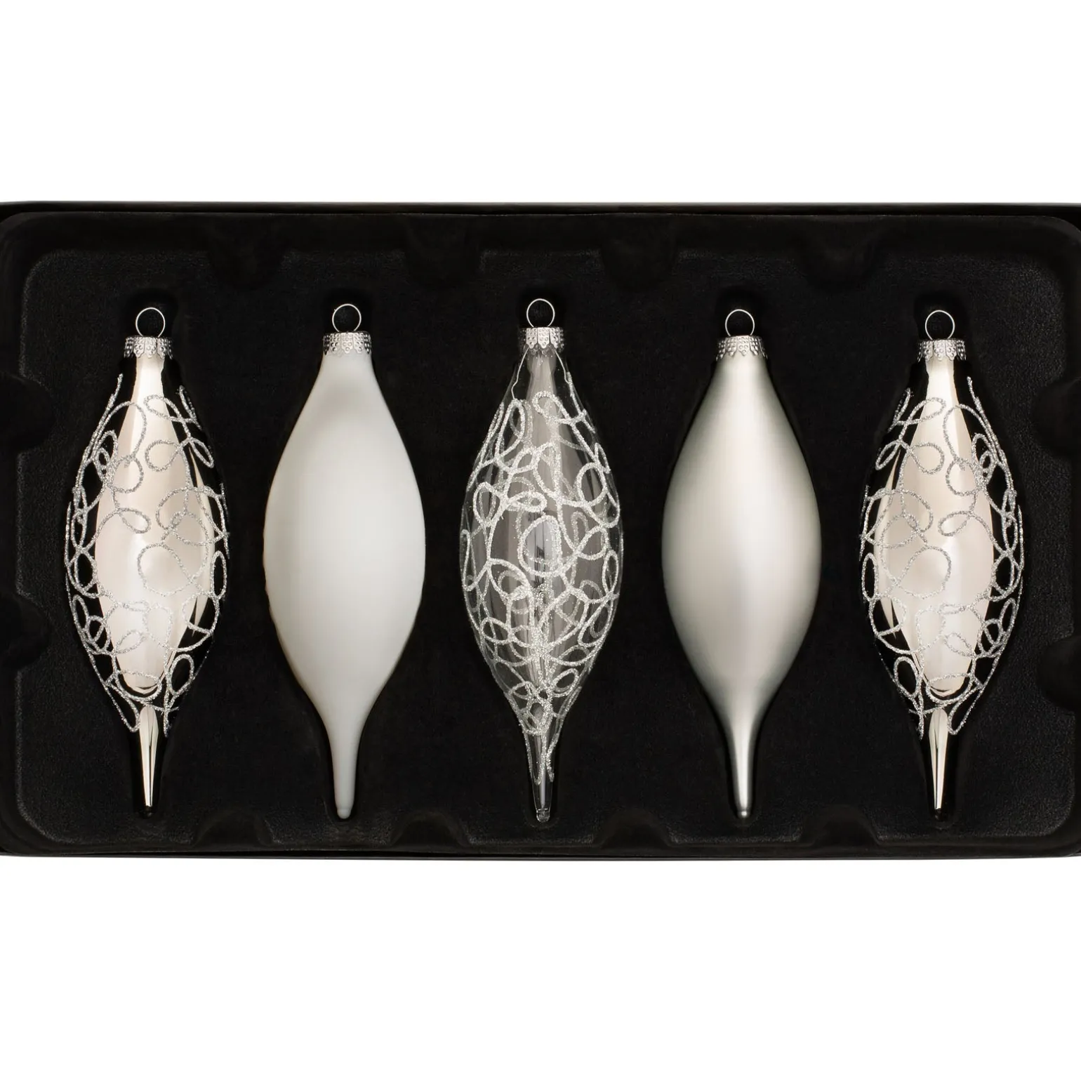 Moonbeam Glass Baubles, 5 Pack, 15 Cm