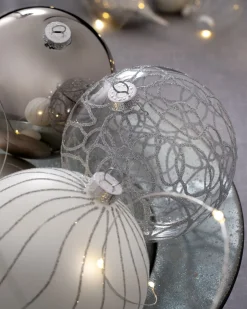 Moonbeam Glass Baubles, 3 Pack, 13 Cm