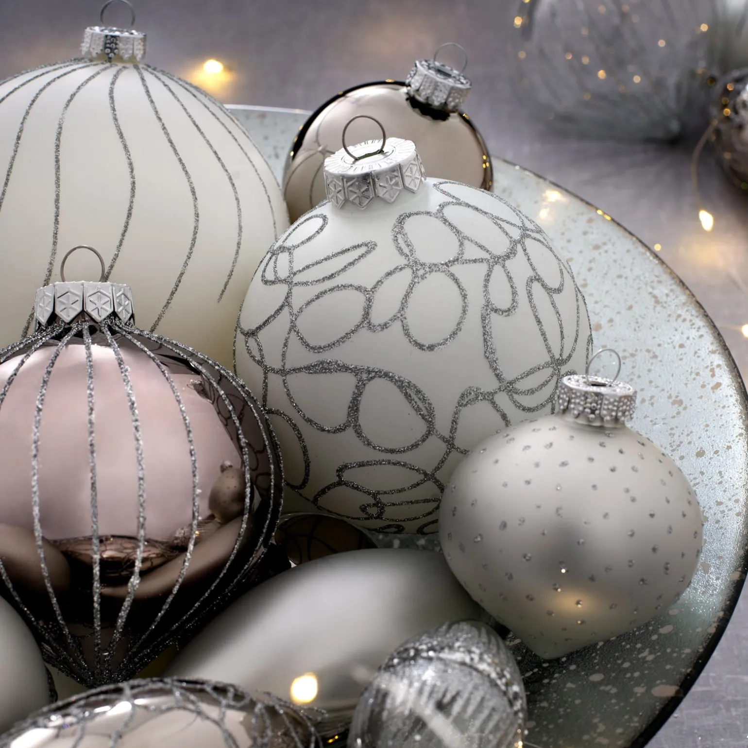 Moonbeam Glass Baubles, 3 Pack, 13 Cm