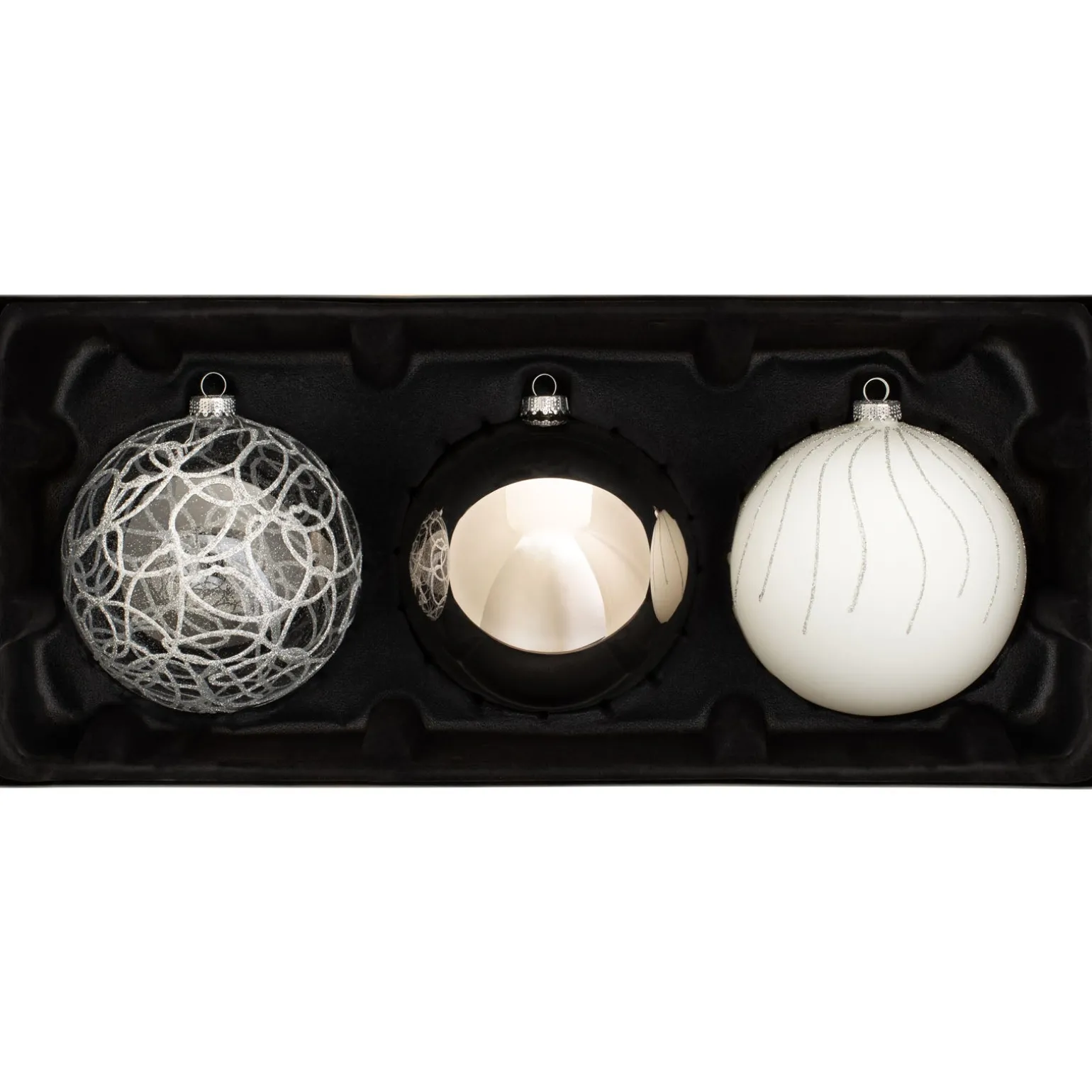 Moonbeam Glass Baubles, 3 Pack, 13 Cm