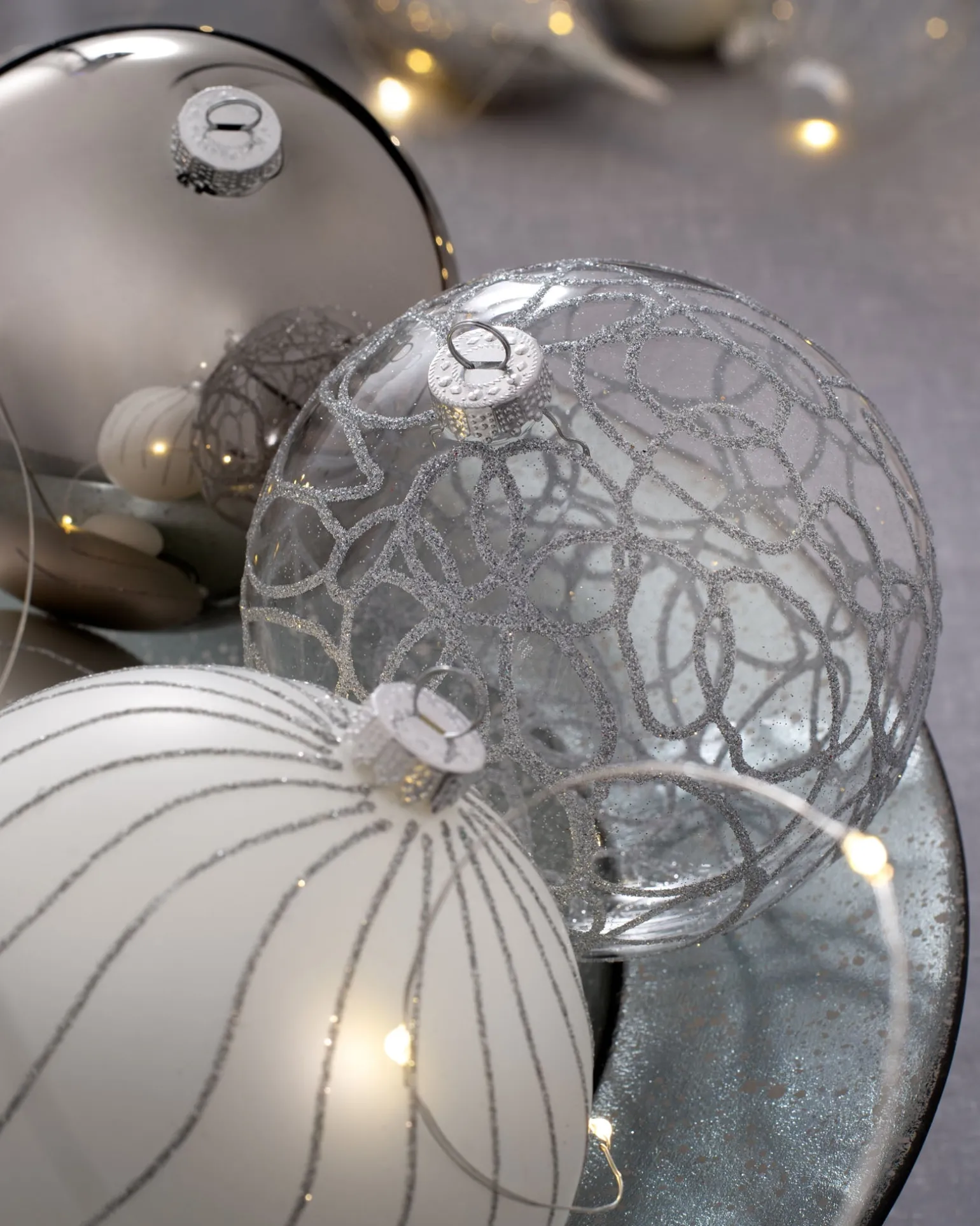 Moonbeam Glass Baubles, 3 Pack, 13 Cm