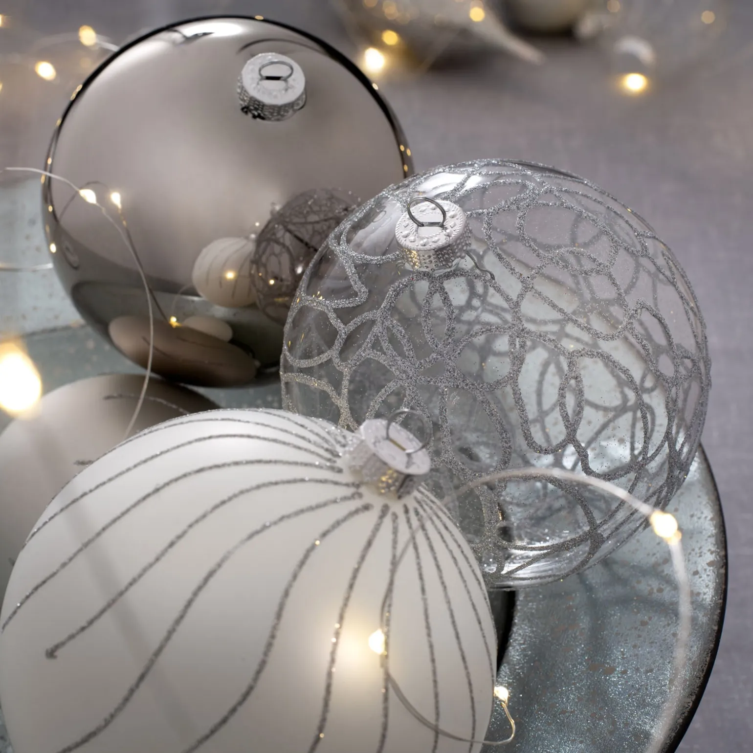 Moonbeam Glass Baubles, 3 Pack, 13 Cm