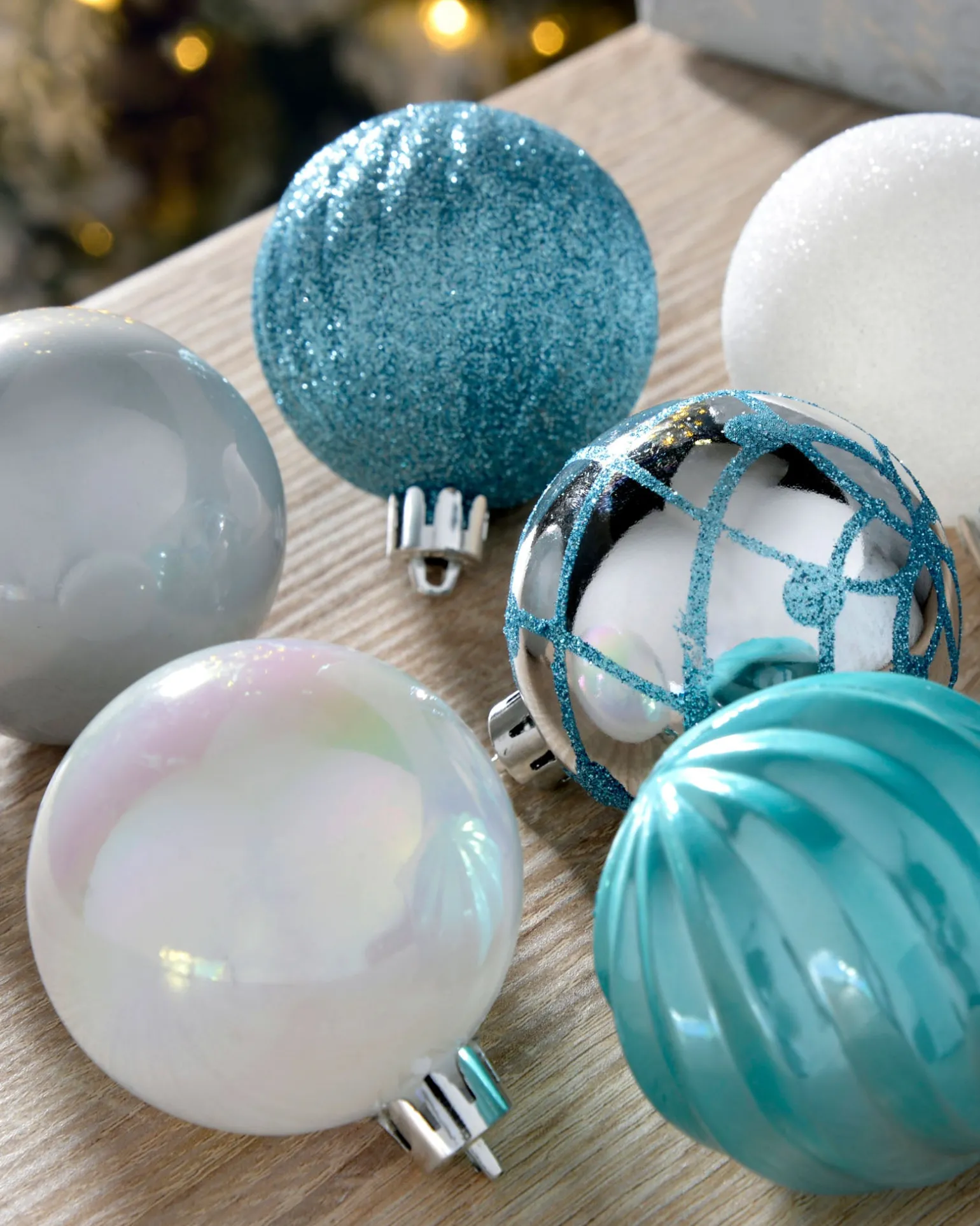 Multi Blue Shatterproof Baubles, 48 Pack, 6 Cm