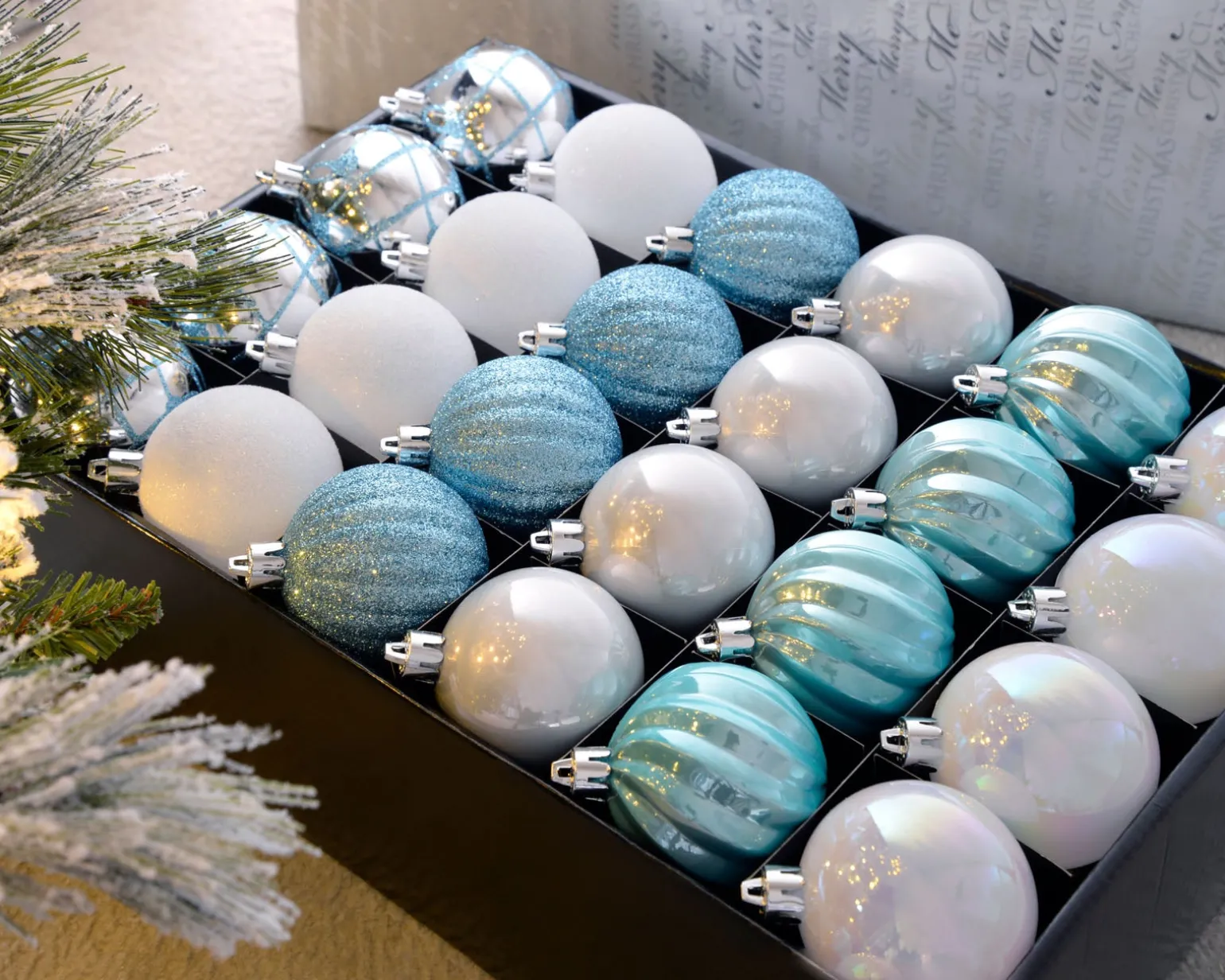 Multi Blue Shatterproof Baubles, 48 Pack, 6 Cm