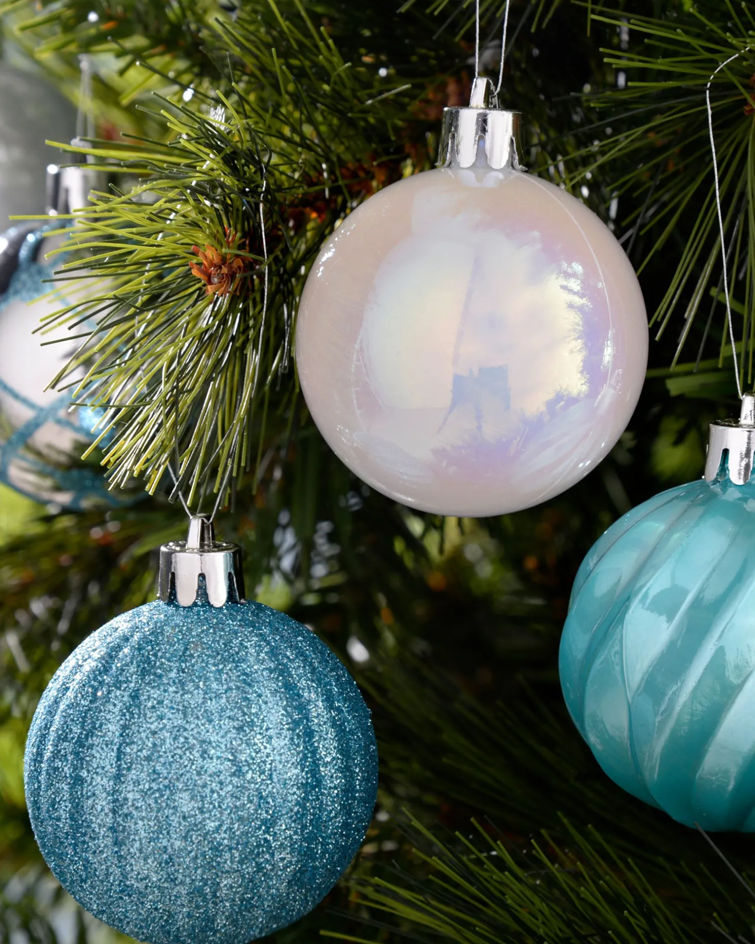 Multi Blue Shatterproof Baubles, 48 Pack, 6 Cm