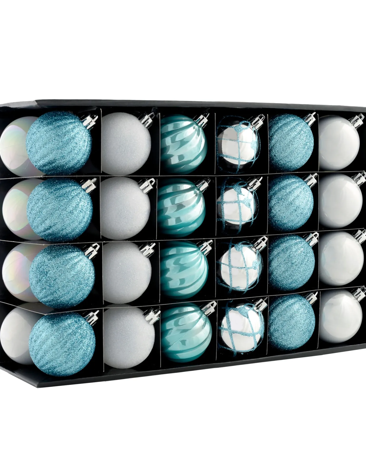 Multi Blue Shatterproof Baubles, 48 Pack, 6 Cm