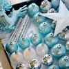 Multi Blue Shatterproof Baubles Set, 50 Pack