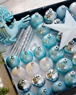 Multi Blue Shatterproof Baubles Set, 50 Pack