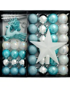 Multi Blue Shatterproof Baubles Set, 50 Pack
